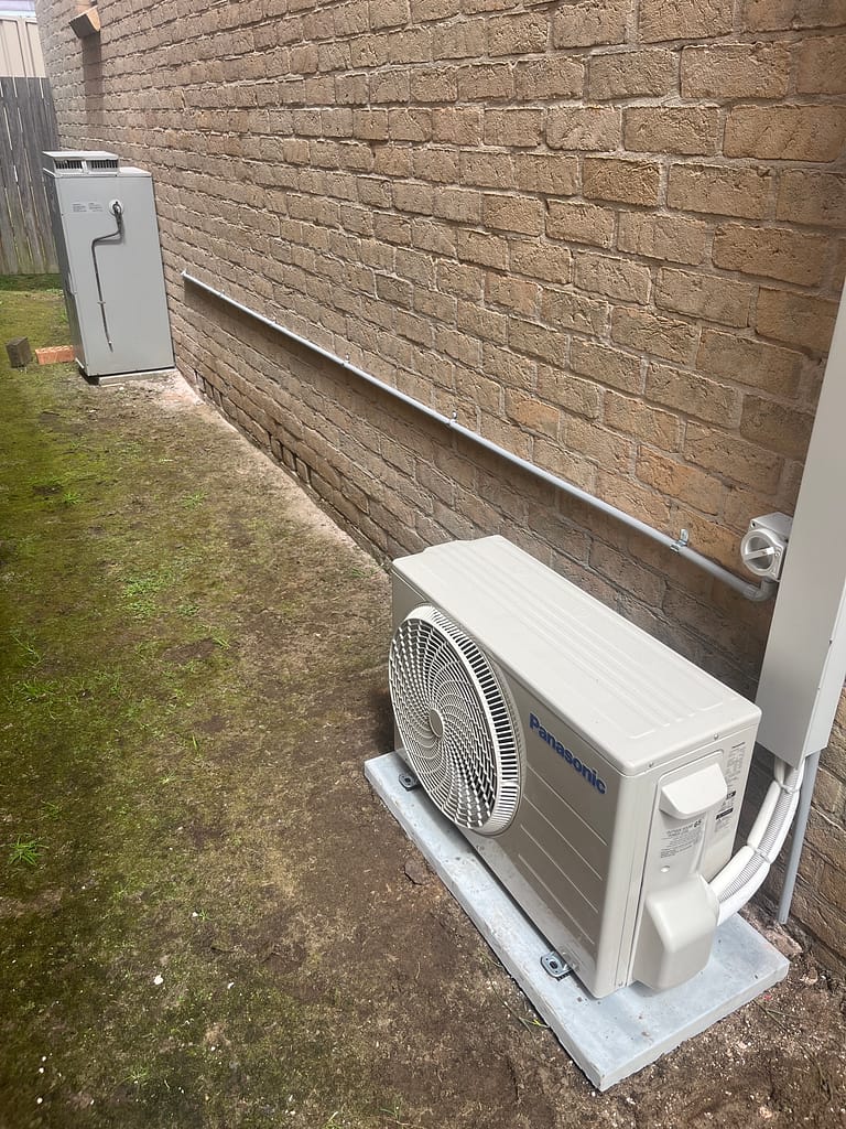 Outdoor unit split system air conditioning installation Charlestown NSW